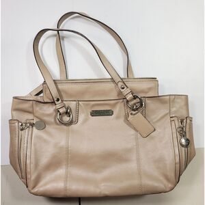 Coach F19252 Leather Shimmer Bag Beige Kristin Tote Shoulder Handbag Purse